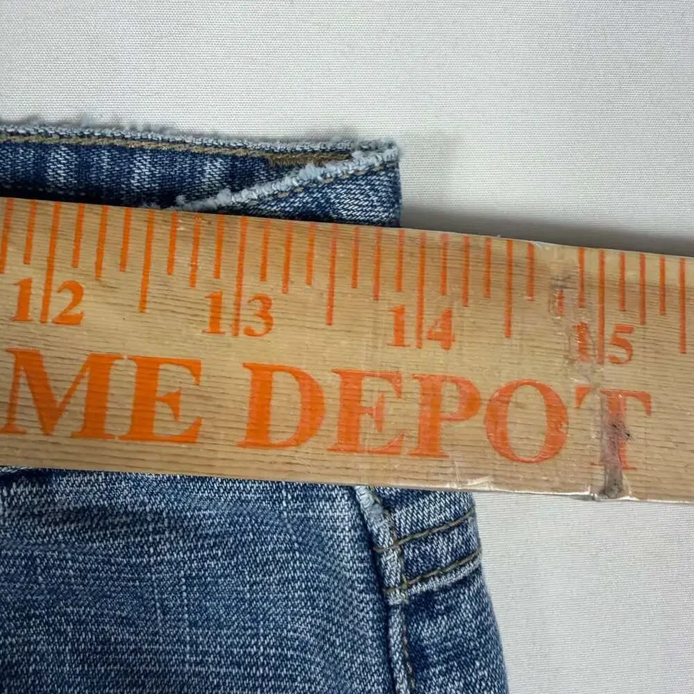 Y2K Aeropostale Denim Skirt Size 0 Blue Cotton Raw Hem